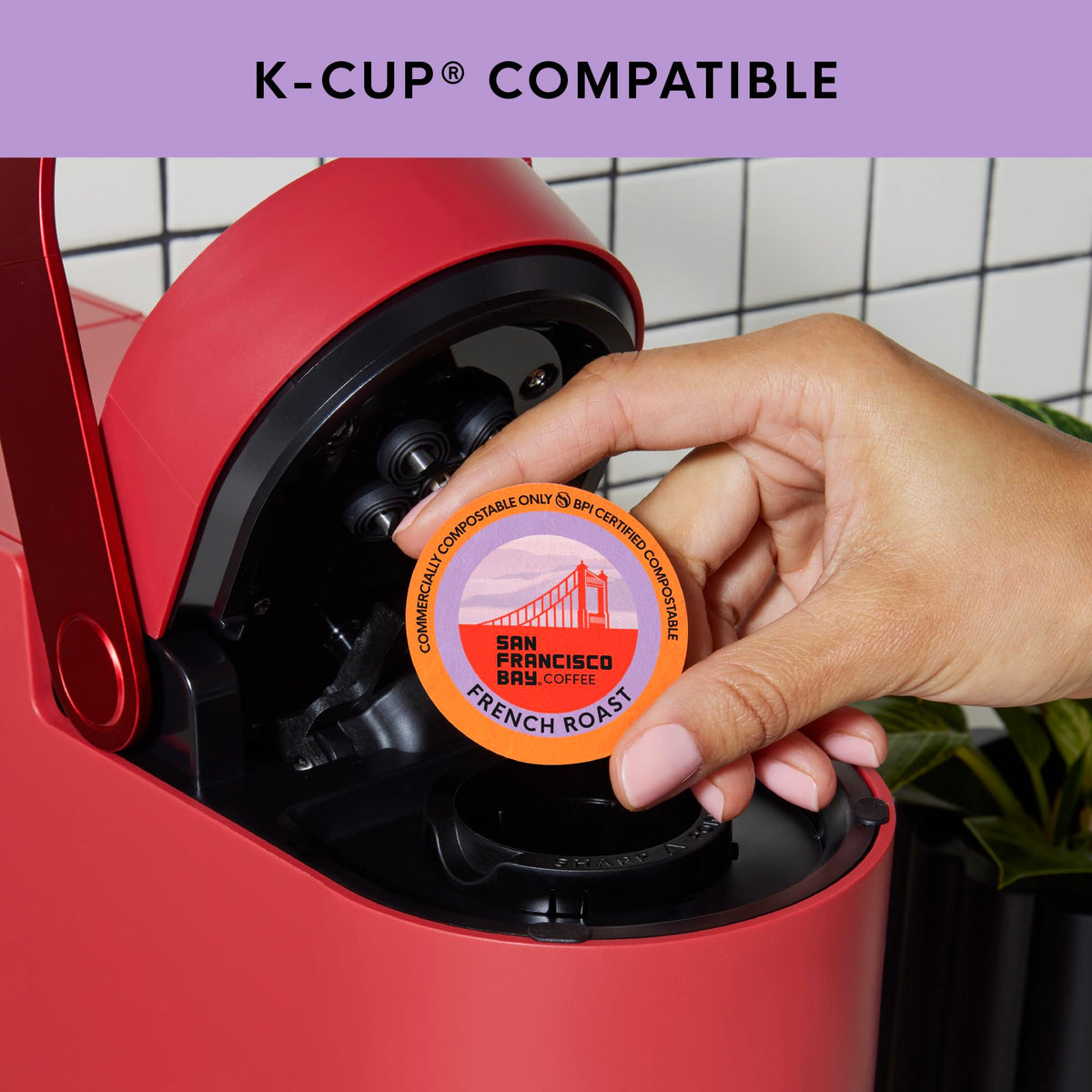 San Francisco Bay French Roast K-Cup Compatible Coffee Pods, 80 ct | Commercially compostable single-serve pods, dark roast delivers a bold, smooth cup in any K-Cup brewer