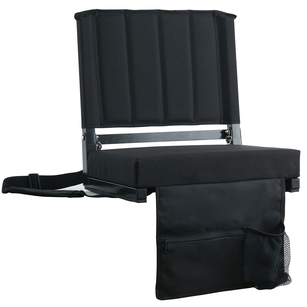 SPORT BEATS Stadium Seats with Back Support Folding Chair for Bleachers | 2.8" Thick Padded Bleacher Chairs, Folding Portable Stadium Seat with Anti-Tip Hooks, Back Support & Shoulder Strap