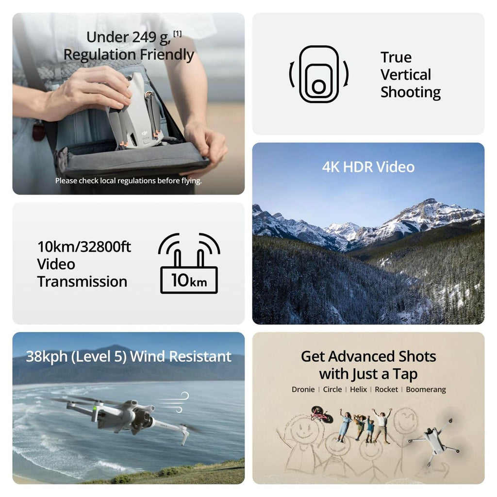DJI Mini 3 Fly More Combo With DJI RC, 3 Batteries | Lightweight Camera Drone With 4K HDR Video, 114-Min Flight Time, Vertical Shooting, 32800ft (10km) Video Transmission