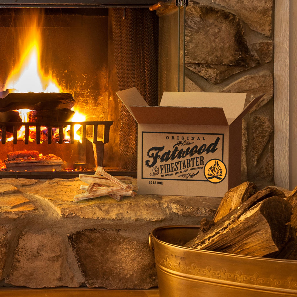 Fatwood Fire Starter Sticks 10lb Box - Indoor or Outdoor 100% All Natural Pine Fire Starters for Campfires, Fireplace, Firepit, Stove, or BBQ Grill - Kindling Firewood Lighter by Pure Garden