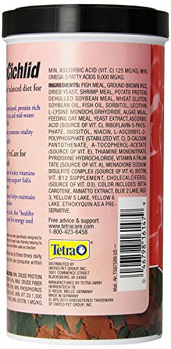 Tetra Tetra Cichlid Large Flake Food 5.65oz | Daily Diet For Top & Mid-Water Cichlids, Protein-Rich Flakes Promote Optimal Health, Clear Water Formula Does Not Cloud Water