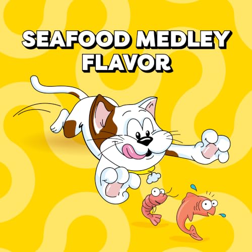 Temptations Classic Crunchy and Soft Cat Treats, Seafood Medley, 30 oz | Under 2 calories per treat, 100% complete & balanced adult cat nutrition, resealable tub, use as snack, meal, or food topper