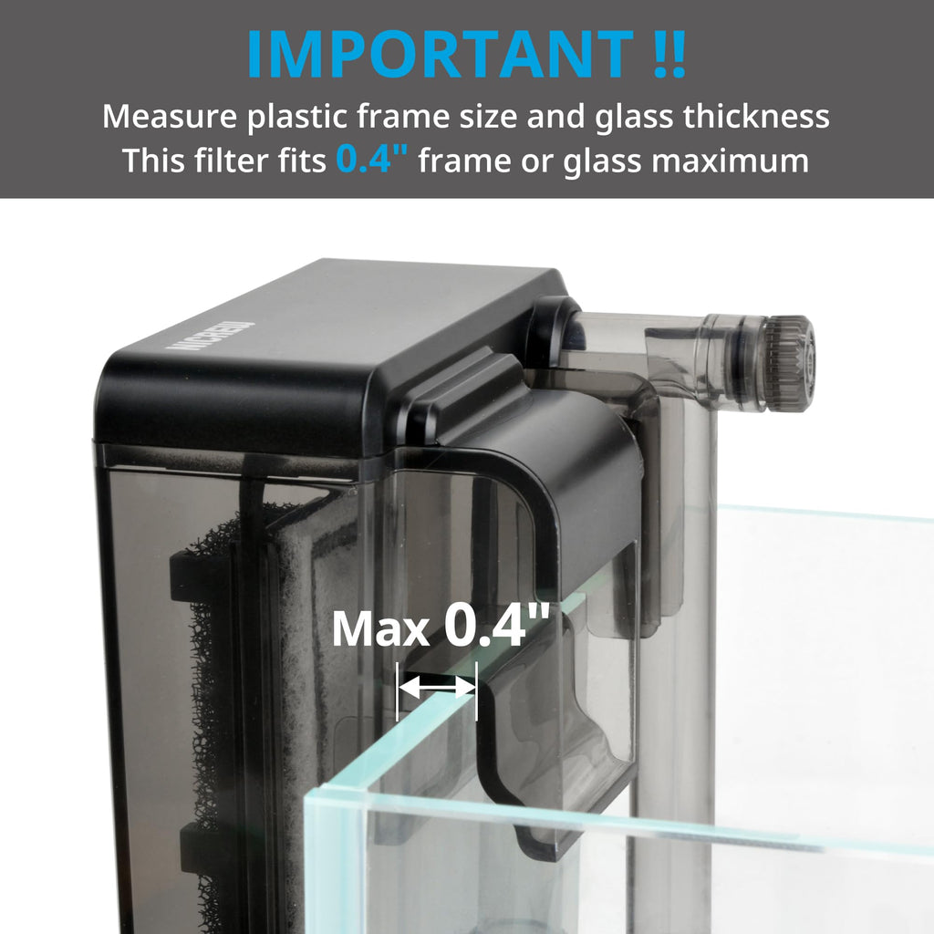 NICREW Slim Aquarium Filter for up to 5 Gallon Fish Tank, 42 GPH, 3W | Waterfall Outlet Design, Quiet Adjustable Flow, 15 PPI Fish & Shrimp-Safe Pre-Filter Sponge, Auto Restart System, Slim Design