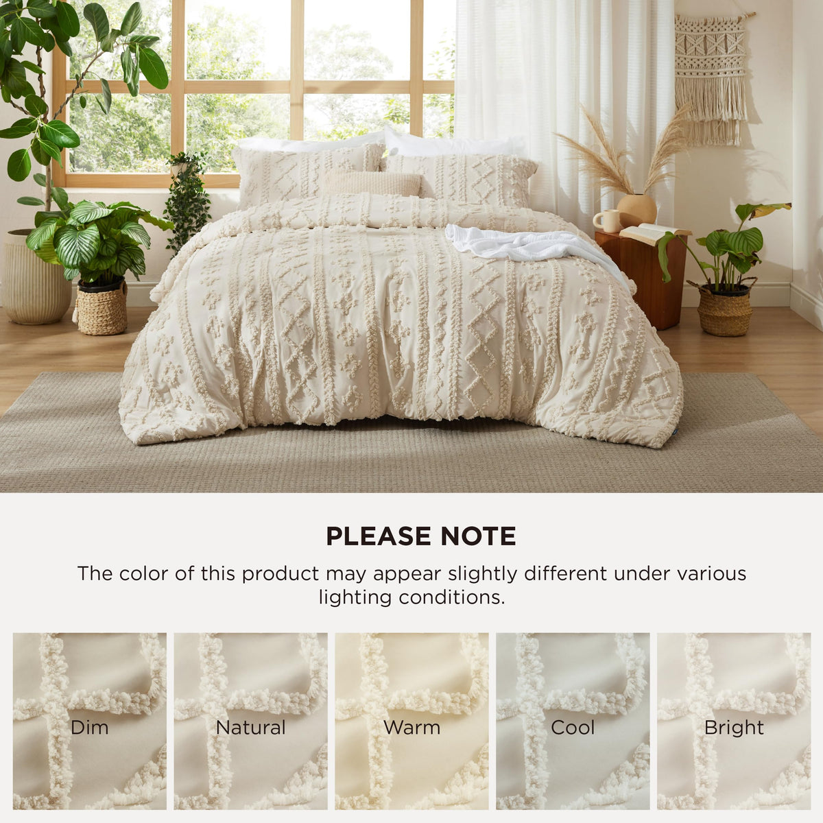 Bedsure Tufted Boho Comforter Set Queen, Bedroom Decor Bedding Set Beige | Soft Breathable Polyester,Fluffy Texture ,3 Pieces Gift For Girls Women,Marshmallow,All Seasons,Machine-washable,OEKO-TEX