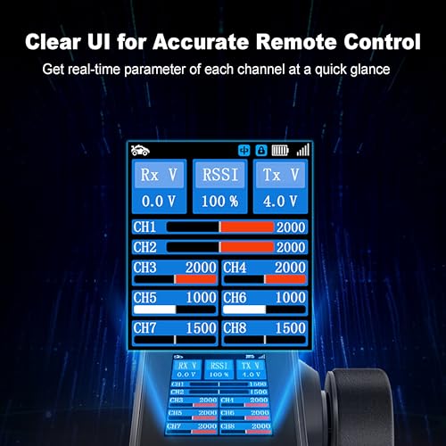 MEUS RACING ME-8B RC Transmitter 8 Channels 2.4GHz and Receiver for 1/8 1/10 1/18 1/24 RC Crawler Car Boat TRX4 TRX4M SCX10 SCX24 Upgrades Parts (Black)