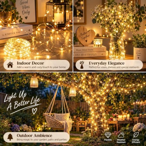 KAQ Fairy Lights Battery Operated with Remote, 4Pack 80FT 240LED Warm White | Timer & 8 Modes, Waterproof Wire, Memory, Cuttable Starry Twinkle String Lights for Bedroom Wedding Classroom Christmas Decor