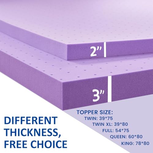 SINWEEK 2 Inch Gel Memory Foam Mattress Topper, Twin Size | Ventilated Soft Pressure Relieve Mattress Pad, Breathable Bed Topper, CertiPUR-US Certified