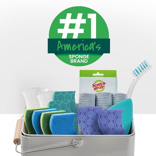 Scotch-Brite Zero Scratch Scrub Sponge, 6 Pack | Kitchen Sponges for Cleaning Home, Bathroom, Effective + Gentle Dish Scrubber, Safe on Nonstick surfaces