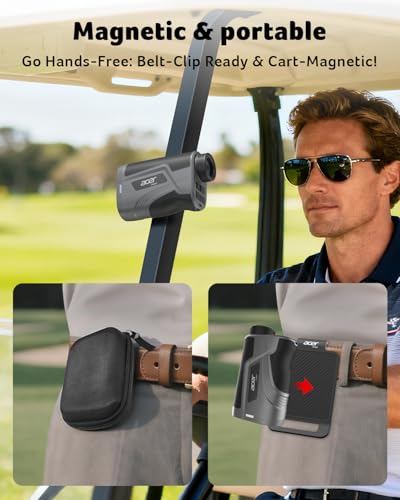 Acer Gadget Golf Rangefinder with Slope On/Off, 800/1200Yards, Golf Gifts | 6X Magnification with Flag Pole Locking Vibration, Rechargeable Battery with Magnetic Stripe, Golf Accessories for Men.