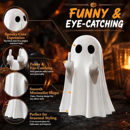 Halloween Ghost Figurine Ghost Decor Funny Ghost Statue Cute Ghost Figurine Ghost Statue Halloween Decoration for Gift Props Tabletop Home Decor New Year's Gifts