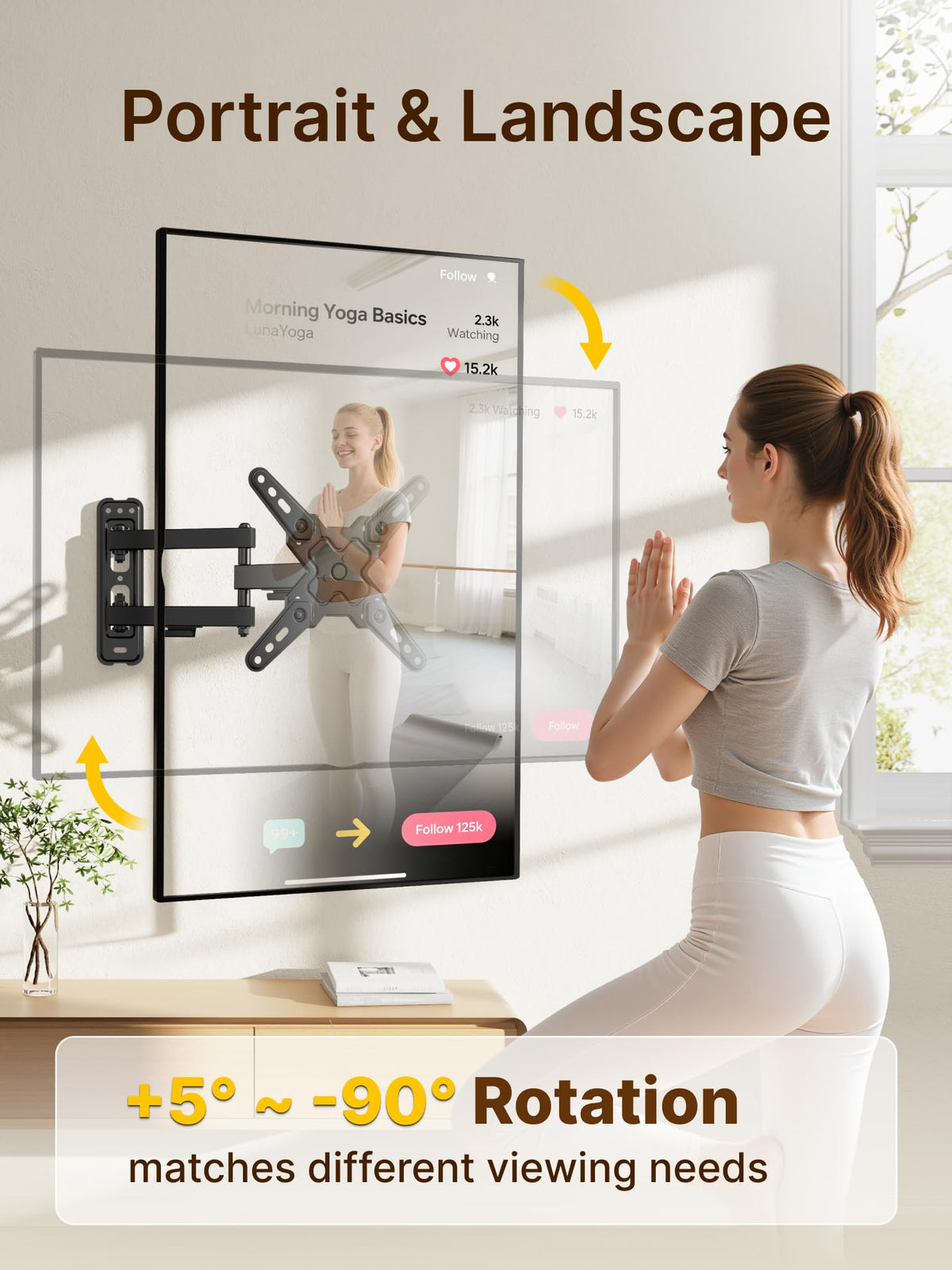 monTEK Full Motion Small TV Wall Mount for 13-43 Inch TVs up to 44 lb | ±90° Swivel, +5°/-15° Tilt, Landscape/Portrait Rotation, Extends 14.6 in, 4X Load Tested, VESA 200x200 mm, Single-Stud Mount