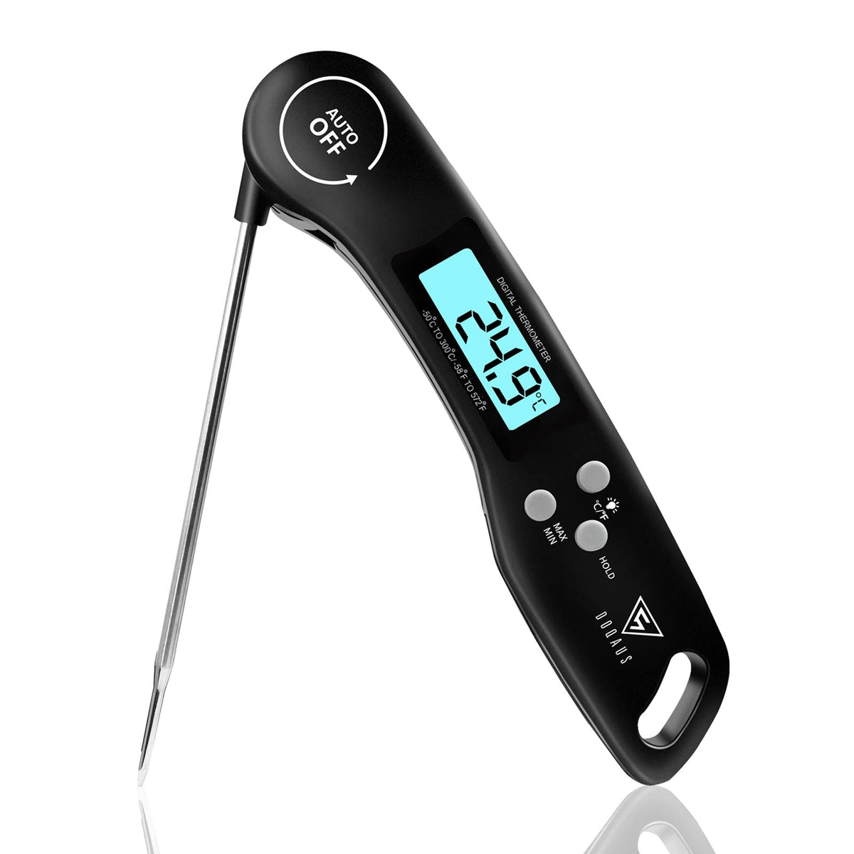 DOQAUS Meat Thermometer, 3s Instant Read Food Thermometer, Bccklit, Black | Meat Thermometer Probe with ±1℃ Accuracy, Foldable Food Thermometer, Auto On/Off Food Probe, Lock Fuction, for BBQ, Cooking