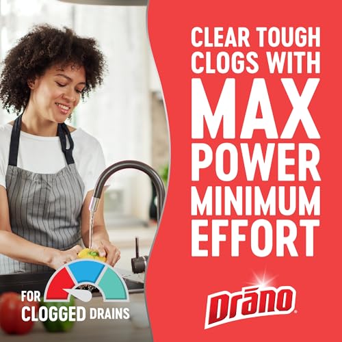 Drano Max Gel Drain Clog Remover & Cleaner, Safe for All Pipes/Septic, 32oz | Works on Tough Hair, Grease, Soap & Food Clogs, Cuts Through Standing Water, Protects Against Pipe Corrosion, Kitchen & Bath