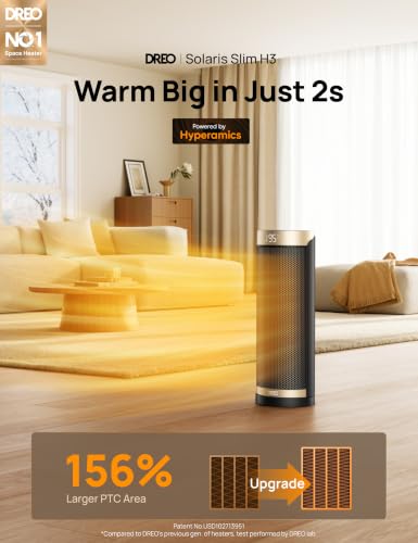 DREO Space Heaters for Indoor Use with Thermostat, 1500W Electric Heaters | Fast Heating, Quiet Operation, 70° Oscillation, Remote Control, 12H Timer, ECO Mode, ETL-Certified Safety Heat for Large Room