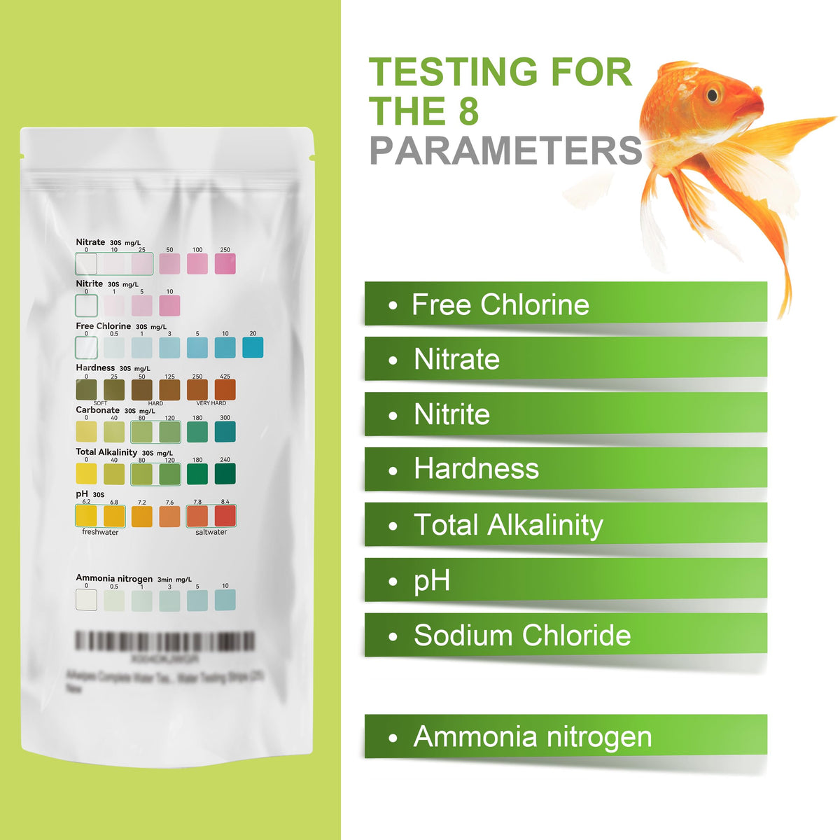 AAwipes Aquarium Ammonia Test Strips 8-in-1 |25 Strips | Quick & Accurate Water Testing Test pH, Ammonia, Alkalinity, Hardness, Chlorine, Nitrite, etc. (K02-25)