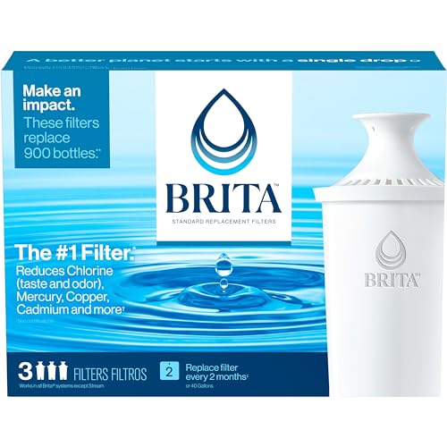 Brita Original Replacement Water Filter, Pitchers and Dispensers, 3 Pack | WQA and NSF/ANSI Certified, Reduces Chlorine, Copper, Mercury & Cadmium, Lasts 2 Months, Household Essential