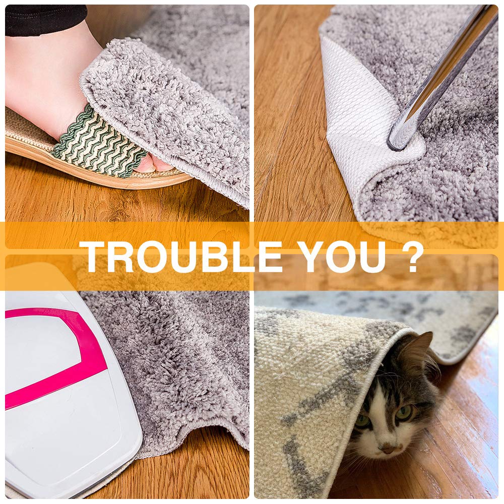 Home Techpro Vacuum Tech Rug Pad Gripper for Hardwood Floors No Damage Tape | New Material to Keep Your Rug in Place, Runner Rug Non Slip Rug Corner Pads Stickers for Carpet, Area Rug, Heavy Duty, 4PCS