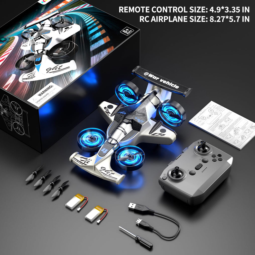 Remote Control Airplane Car Toys for Kids Ages 4-6-8-10-12, 2-In-1 Foam RC Plane Car Jet Mini Drone, Racing Car Stunt Plane Toys for Kids Boys Beginners 4 5 6 7 8 9 10 Year Olds Indoor Outdoor Playing