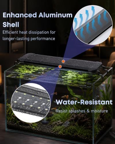 Pawfly 11W Aquarium LED Light for 12 to 18 Inch Fish Tanks Extendable Fish Tank Light with Full Spectrum Brilliant White Blue Red Lights with Daytime & Night Modes and Adjustable Brightness