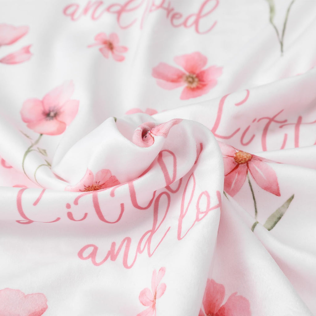 CIVARUA KIDS Fleece Baby Blankets for Girls & Boys, Infant Toddler Blanket | Soft Newborn Baby Minky Receiving Blanket, Dotted Backing for Nursery Crib Stroller, Double Layer, 30''x40'', Pink Floral