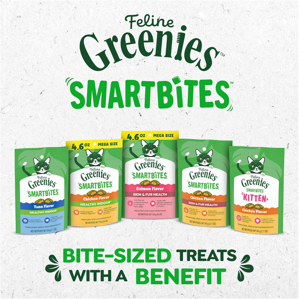 Greenies Feline Smartbites Healthy Indoor Cat Treats, Tuna, 16 oz | Veterinarian-recommended, Fiberblend Formula, supports digestion, under 2 cal per treat, natural ingredients, dual texture