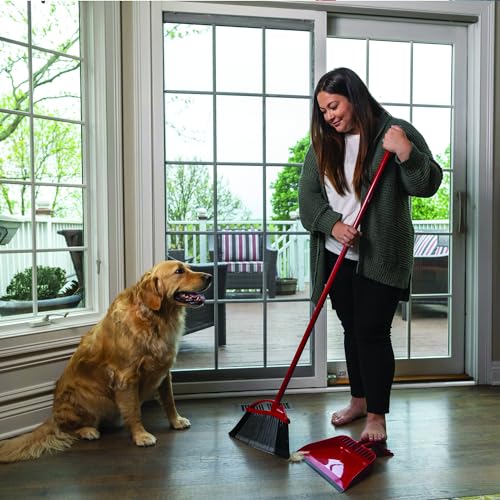 O-Cedar Pet Pro Broom with Step-On Dustpan | Removes Over 99% of Dust & Dirt in One Sweep | Removes 3X More Pet Hair | Quiet Cleaning Tool for Cat and Dog Owners
