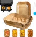 FEEZOM 130PC Air Fryer Liners Disposable for Ninja AF300UK AF400UK SL400UK | Parchment Paper with Brush, Rectangular Air Fryer Accessories compatible with Ninja Dual 7.6L/9L/9.5L, Tower, Keplin, Other