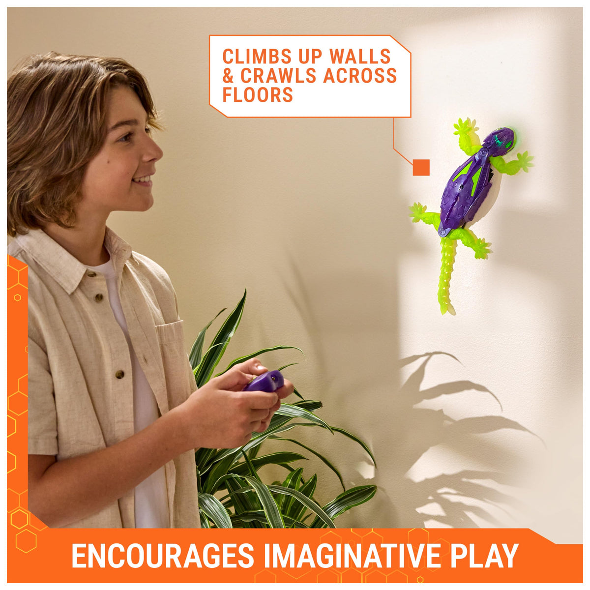 HEX BOTS Glow-in-the-Dark Wall Crawler Gecko Remote Control Toy | Glow-in-the-Dark RC Toy, Wall Climbing Technology, Realistic Limbs, Easy to Use Remote, Prank Toys & Gifts for Kids Ages 4+