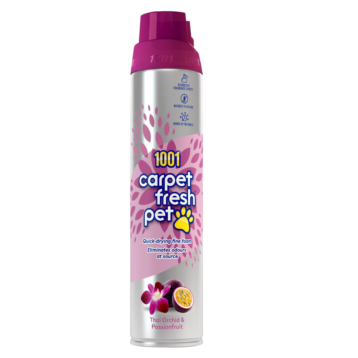 1001 • Carpet Fresh Pet Odour Thai Orchid & Passionfruit • 300ml | Pet Odour Carpet Freshener • Thai Orchid & Passionfruit • Eliminates Pet Odours • 300ml