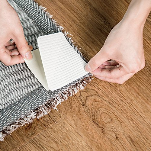 Home Techpro Vacuum Tech Rug Pad Gripper for Hardwood Floors No Damage Tape | New Material to Keep Your Rug in Place, Runner Rug Non Slip Rug Corner Pads Stickers for Carpet, Area Rug, Heavy Duty, 4PCS