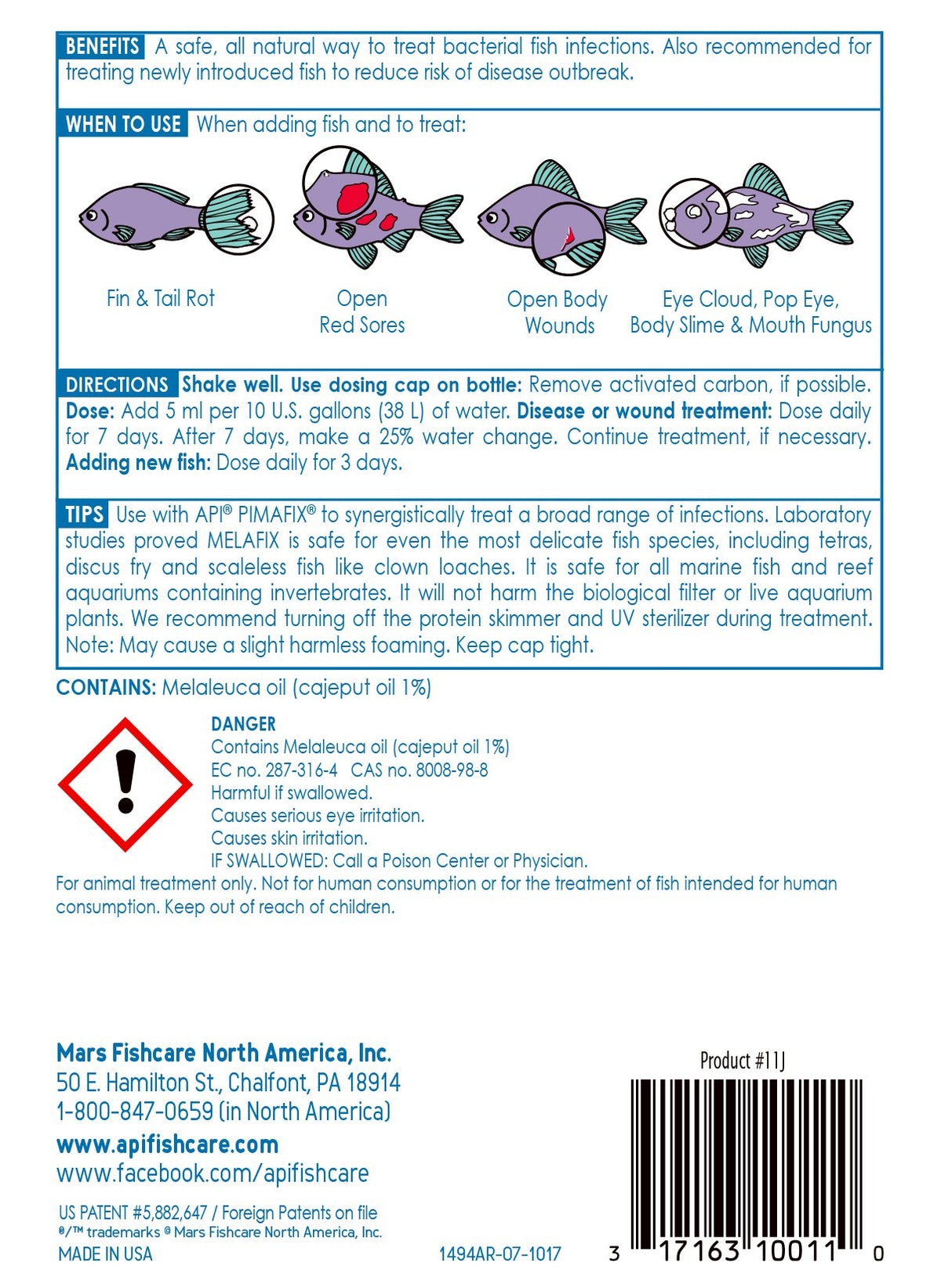 API MELAFIX Freshwater Fish Bacterial Infection Remedy 16-Ounce Bottle