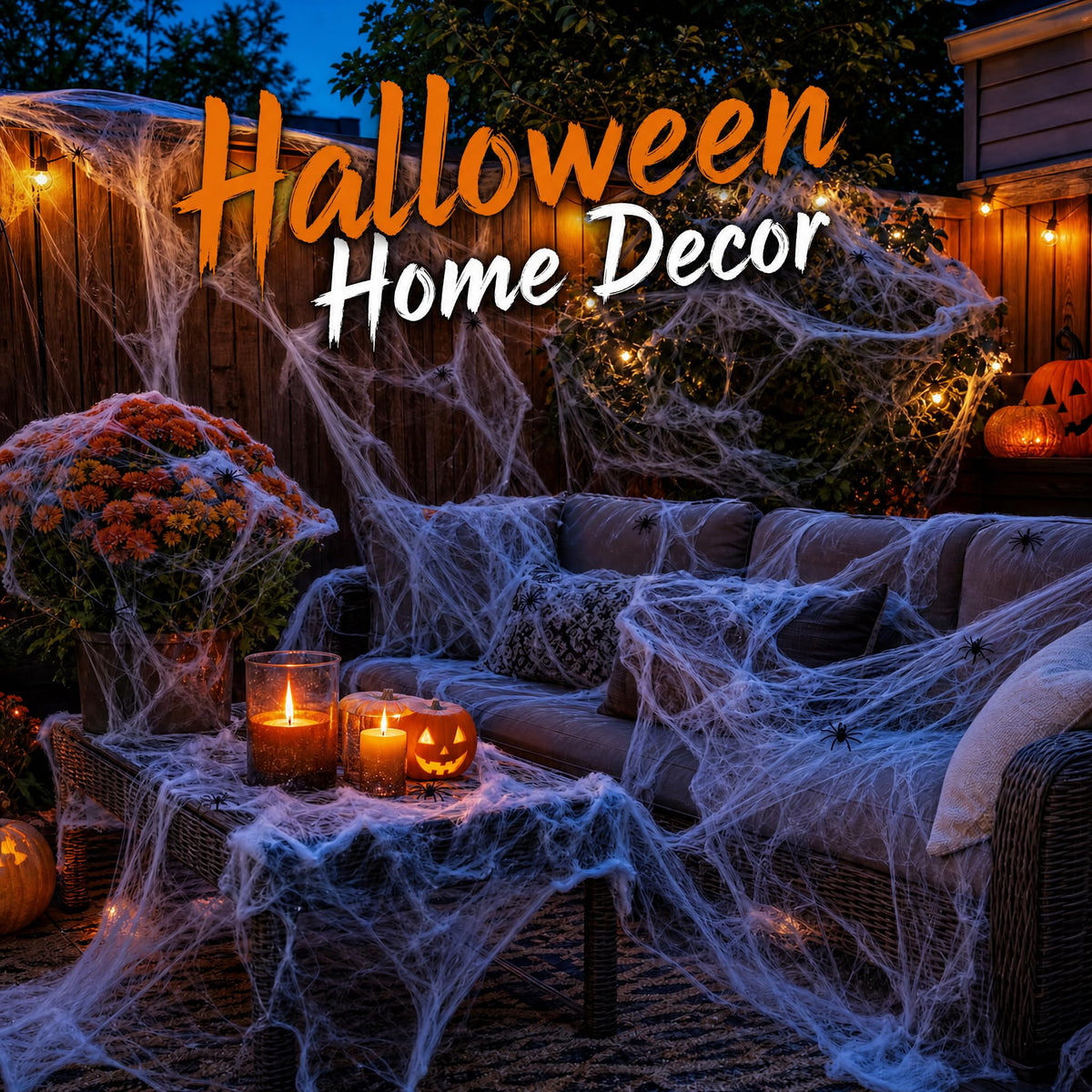 Land Guard 200 sqft Spider Web, Bonus with 10 Artificial Spiders, Fabric Spider Webbing, Cobweb Halloween Decor for Indoor and Outdoor Party Supplies