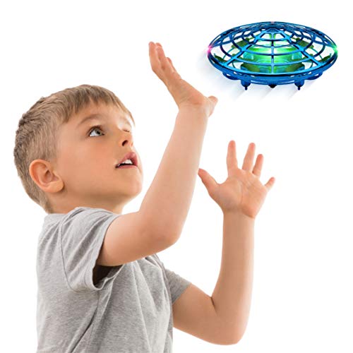 Force1 Scoot Hand Operated Drone for Kids or Adults - Hands Free Motion Sensor Mini Drones, Easy LED Indoor Rechargeable UFO Toy Flying Orb Ball Drone Toys for Boys and Girls (Blue)