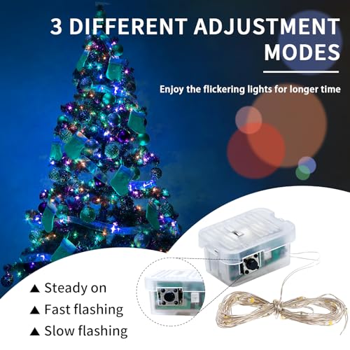 chzk 8 Pack Fairy Lights 7Ft 20 LED Twinkle String Lights 3 Modes Battery Operated Waterproof Firefly Starry for Mason Jar Party Wedding Easter Valentines Day Table Centerpieces,Rainbow-Pastel