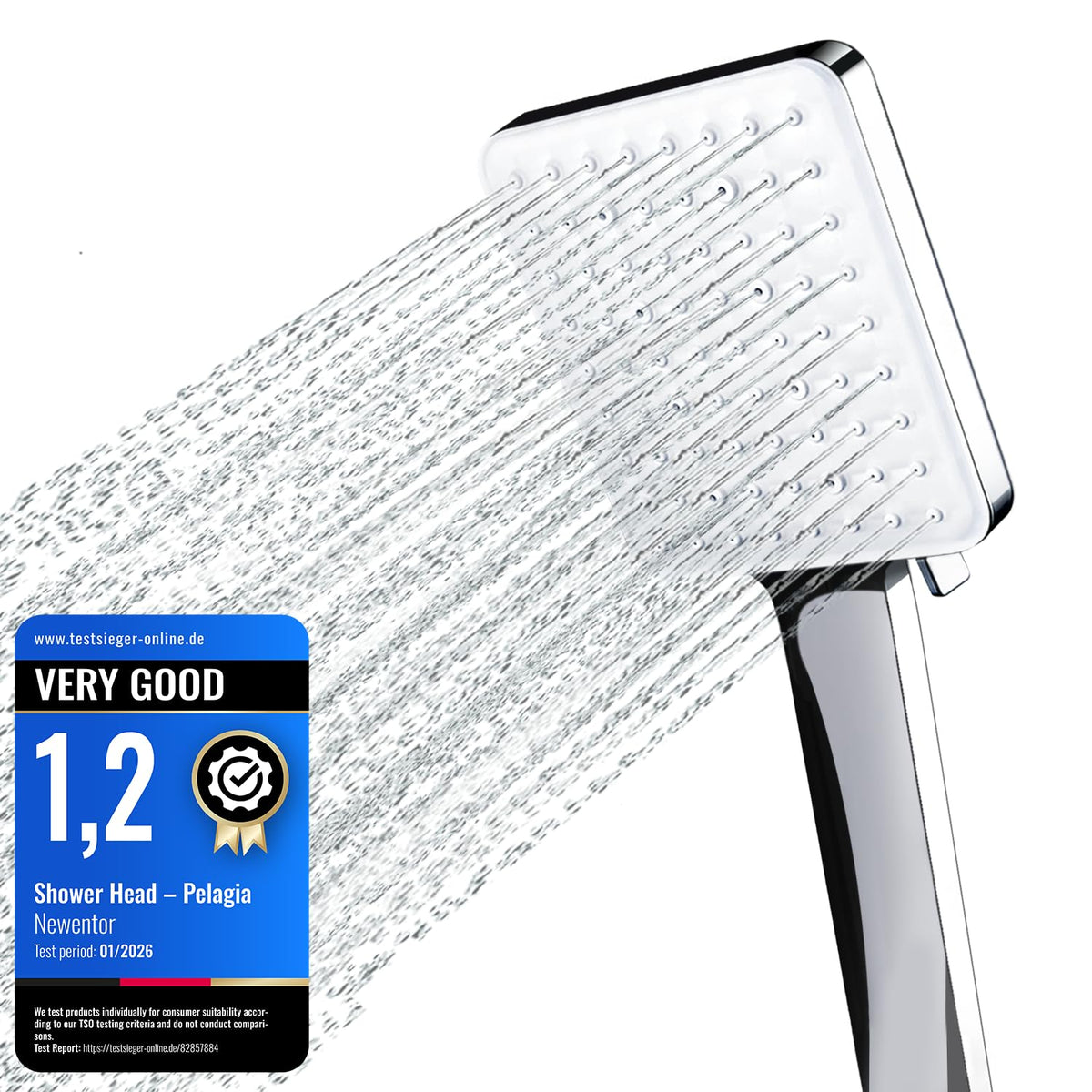 High Pressure Shower Head, Power Shower Head with 6 Modes | Rainfall Large Shower heads for Low Water Pressure, Universal Shower Head for Bathroom, Handheld Shower Head, Silver