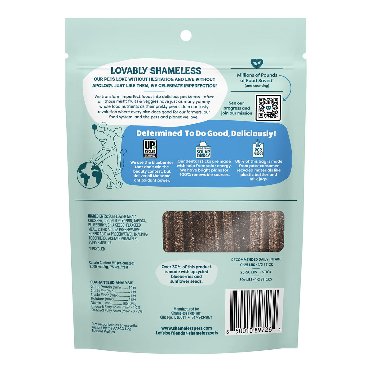 Shameless Pets Blueberry & Mint Dental Chews for Dogs, 8 Chews | Dental Chews for Dogs, Dog Teeth Cleaning Treats with Immune Support