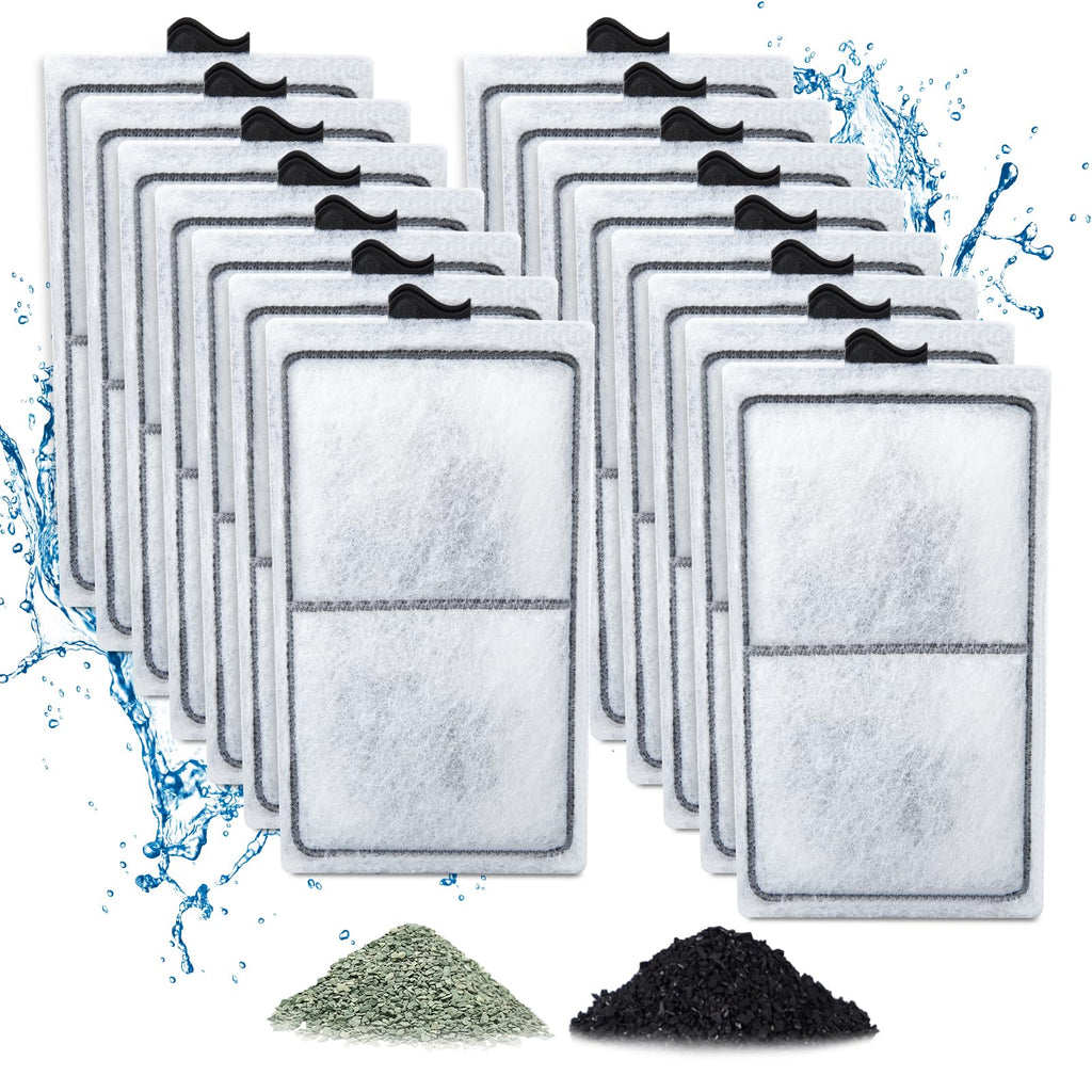 Zuqqony 15 Pack PF-S Filter Cartridges Compatible with Silenstream PF10 Power Filters, Remplacement Aquarium Carbon Cartridge with Zeolite