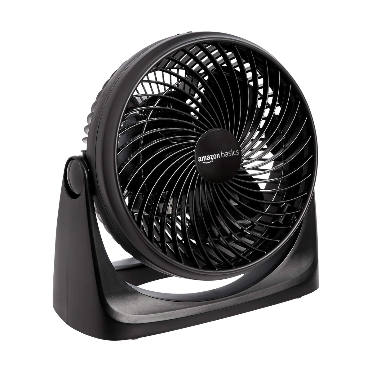 Amazon Basics Air Circulator Desk Fan for Bedroom, Home and Office, 90-Degree Tilt Head, 3 Speed Settings, Cooling, 35 Watts, Black, 11.1"W x 6.3"D x 10.9"H