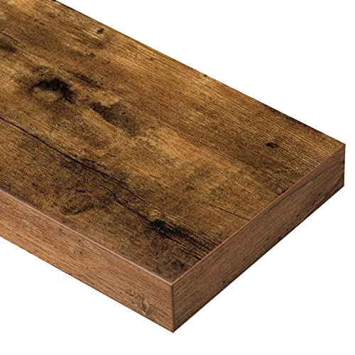 QEEIG Bathroom Floating Shelves for Wall (Brown, Set of 2, 15.7") | 16 inch Small Shelf Over Toilet for Farmhouse Home Decor, Rustic Plant Display, Towels Organizer (008-40BN)
