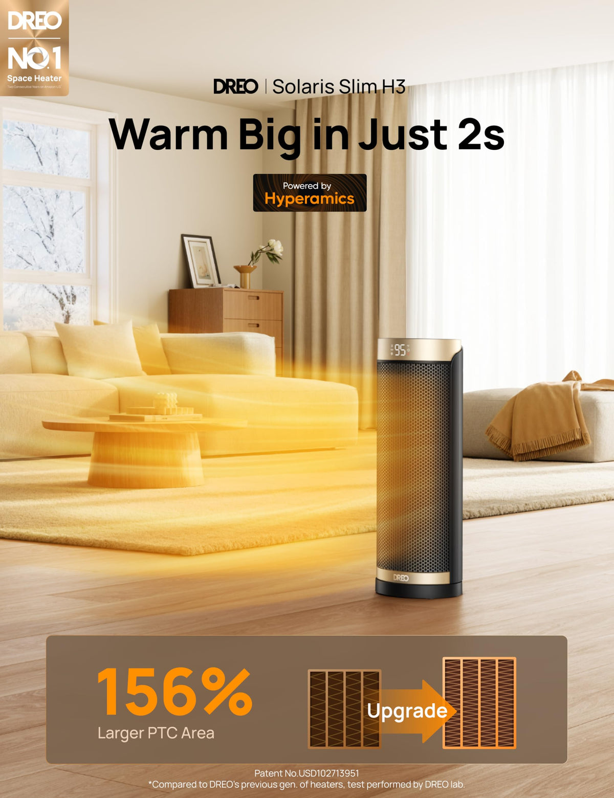 DREO Space Heaters for Indoor Use with Thermostat, 1500W Electric Heaters | Fast Heating, Quiet Operation, 70° Oscillation, Remote Control, 12H Timer, ECO Mode, ETL-Certified Safety Heat for Large Room