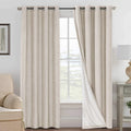 H.VERSAILTEX 100% Blackout Linen Curtains 84" L 2 Panels Natural | Total Black Out Drapes, Room Darkening Thermal Insulated, Grommet, GRS Certified, 52"W x 84"L Each for Bedroom/Living Room