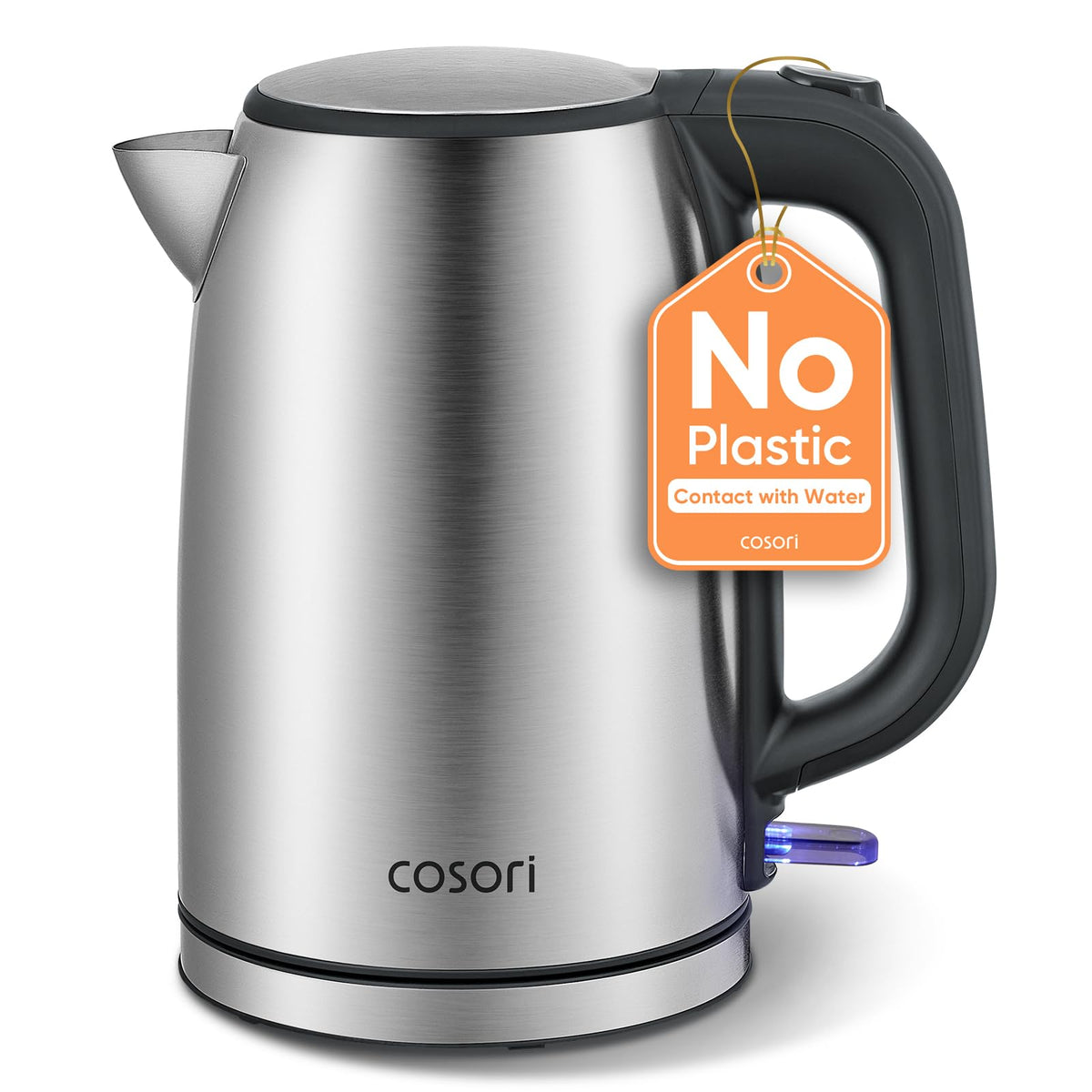 Cosori Kettle, Plastic-Free Water Contact, Brushed Stainless Steel, Sliver | Electric Kettles, 3000W Fast Boil, Removable Washable Filter, Auto Shut-Off & Boil-Dry Protection, 1.7L for Tea & Hot Water