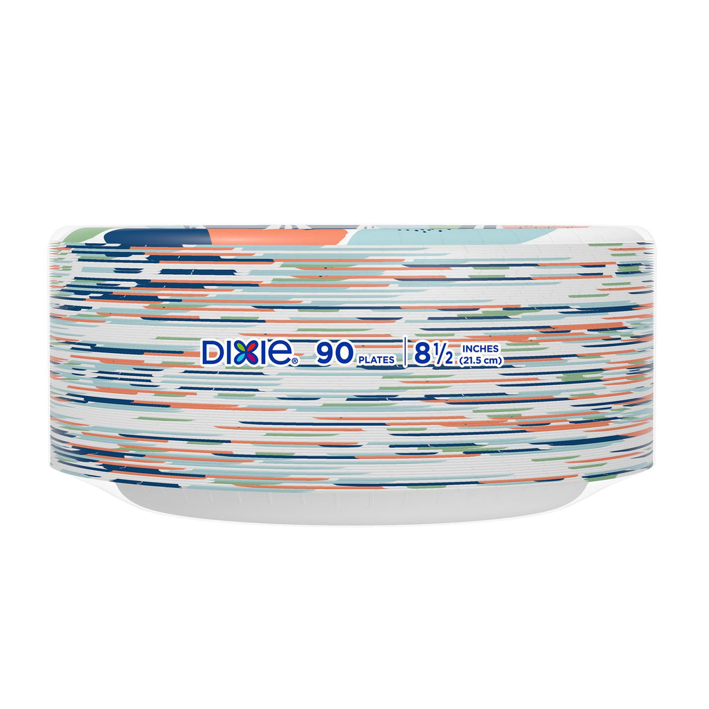 Dixie Paper Plates 8.5 Inch, 90 Count, Disposable Plates | For parties as dessert plates or snack plates, 2X stronger, small paper plates are soak-proof, cut resistant, microwave-safe