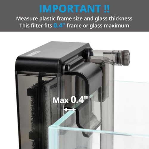 NICREW Slim Aquarium Filter for up to 5 Gallon Fish Tank, 42 GPH, 3W | Waterfall Outlet Design, Quiet Adjustable Flow, 15 PPI Fish & Shrimp-Safe Pre-Filter Sponge, Auto Restart System, Slim Design
