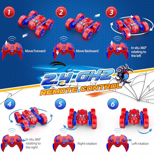 Excitobo Remote Control Car,RC Cars Boys Toys for 3 4 5 6 7 8 9 10 11 12 Year Old Boy Double Sided 360°Flip 4WD Rechargeable Drift RC Race Car Birthday Gifts Easter Basket Stuffers for Kids Age 3-12