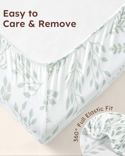 Yoofoss 2-Pack Baby Crib Sheets for Boys Girls 52x28 (Green+Leaf) | Soft & Breathable & Cozy, Fitted Crib Mattress Cover Set for Baby Bed and Toddler Mattress