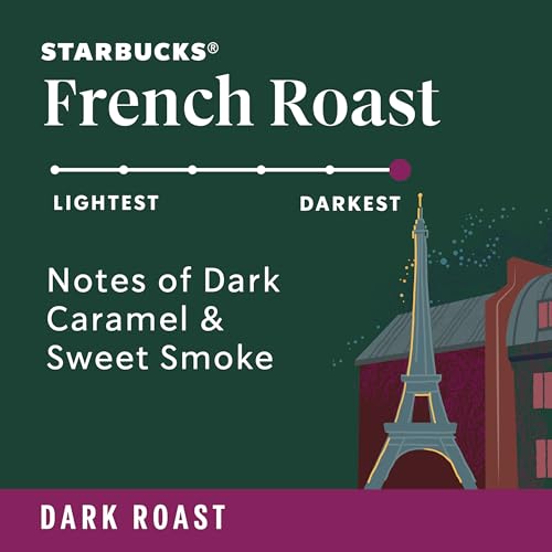Starbucks Ground Coffee, Dark Roast Hot or Iced Coffee, French Roast, 28 oz | 100% Arabica ground coffee; Dark Roast French Roast; 1 bag, 28 oz