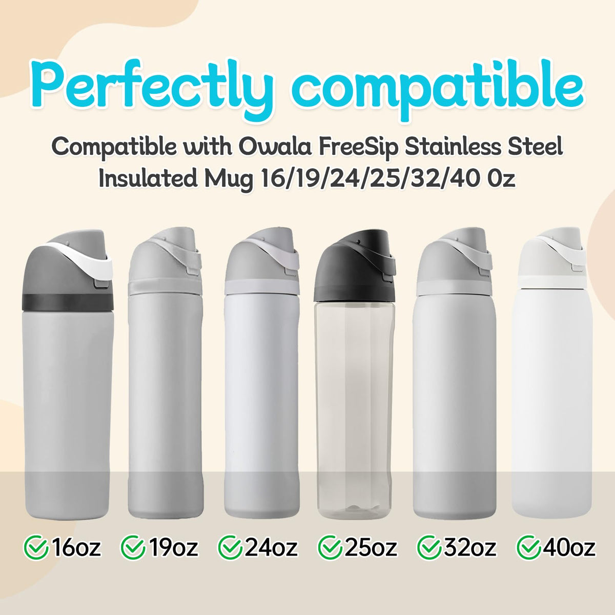 3 Sets Replacement Rubber Seal Gasket Parts for Owala FreeSip 24oz 32oz F1 | Water Bottle Lid Top Silicone Stopper and O Ring Compatible with Owala 16/19/24/32/40 oz Cap Mouth Insert Piece Accessories