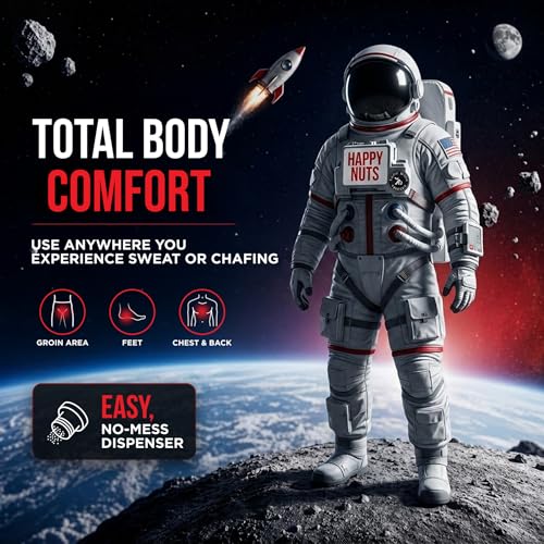 HAPPY NUTS Comfort Powder Deodorant For Men: Anti-Chafing, Sweat and Odor Control for Jock Itch, Aluminum-Free, 6 oz (1 Pack), Original Scent