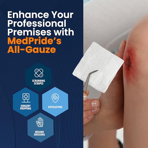 MED PRIDE Surgical Gauze Sponges,4 x 4 in,Non-Sterile,200-Count Pack (4x4 12 Ply)